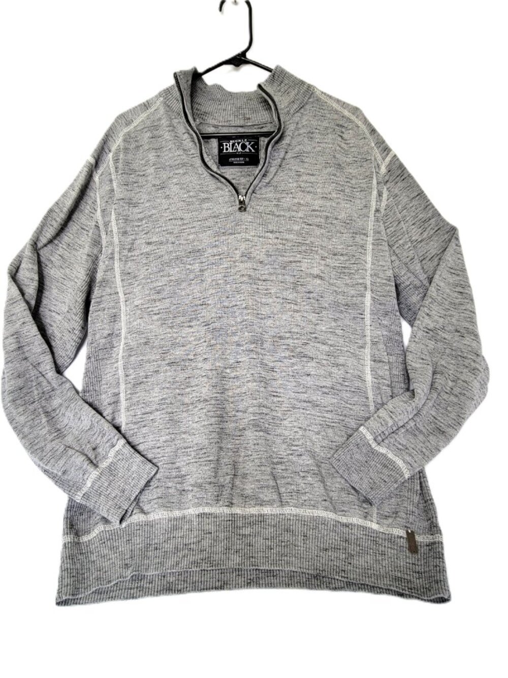 Buckle Black Sweater Mens XL Gray 1/4 Zip Pullover Mock Neck Athletic Fit